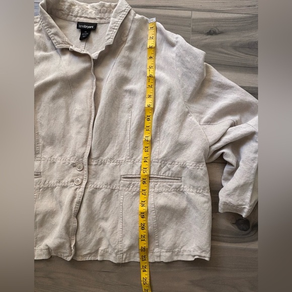 Linen Blend Beige Jacket Blazer by Lane Bryant Size 26 - Picture 5 of 6